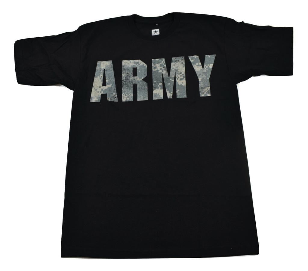 US Army Mens Black With Camo Logo Fill U.S.A. Army Shirt New M L XL