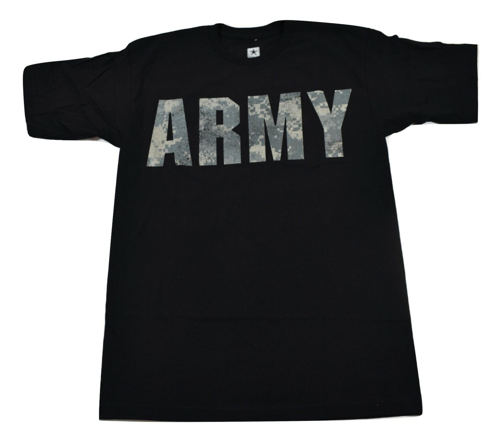 US Army Mens Black With Camo Logo Fill U.S.A. Army Shirt New M L XL L