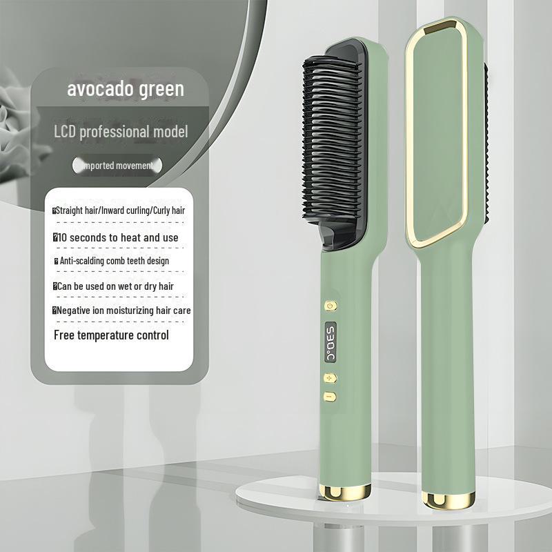 Negative Ion Dual-Purpose Hair Comb: Straightens & Curls Without Damage