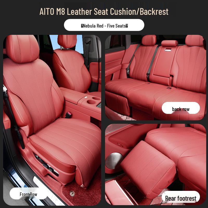 AITO M8 Nappa Leather Seat Cushion: Full Car, Five-Seat, Four Seasons, Eco-Friendly Ventilation, Auto Interior Accessories.