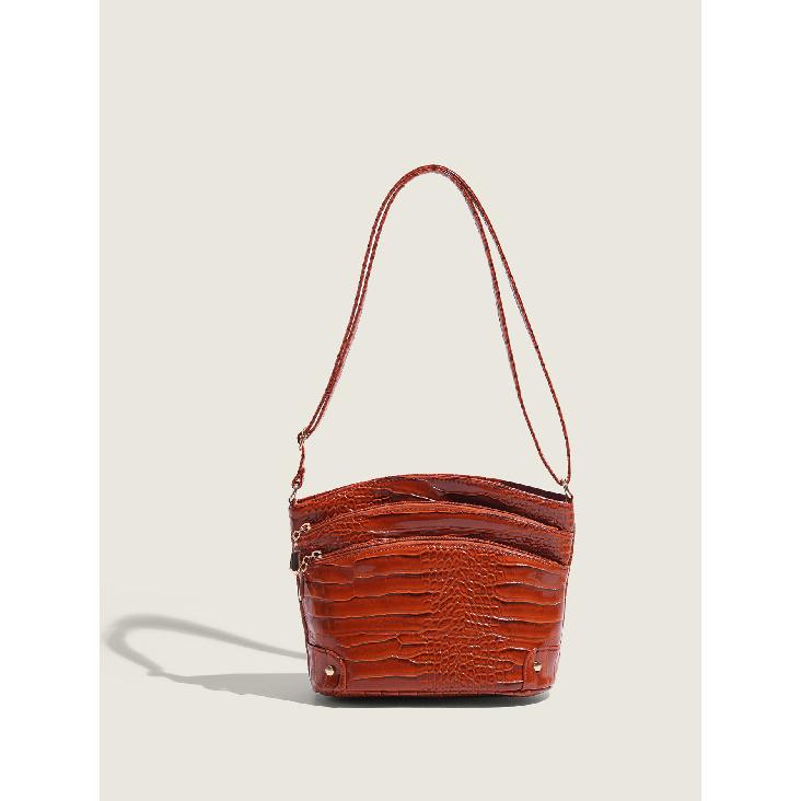 

Внешняя торговля Новая сумка кроссбоди 2025 Ретро узор крокодила Сумка для мамы Модная повседневная сумка на одно плечо Сумка-ведро Женская сумка оранжевый