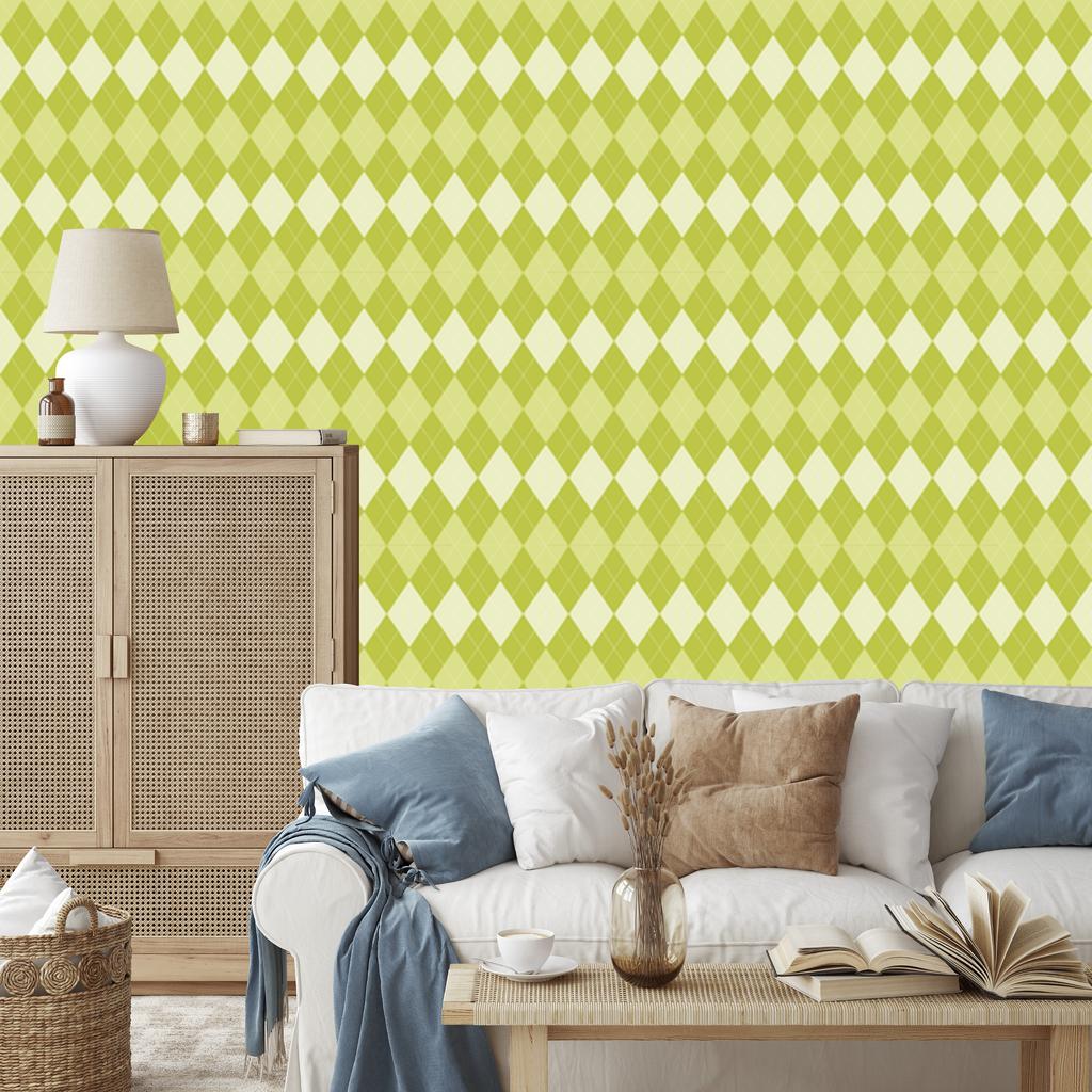Pastel Diamonds Wallpaper Yellow and Cream for Living Room and Bedroom 50x1000