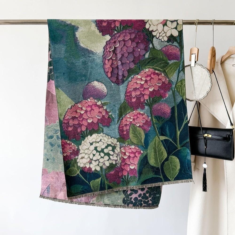 Imitation Cashmere Oil Painting Scarf Long Fringed Shawl  Wedding Party Evening Dresses