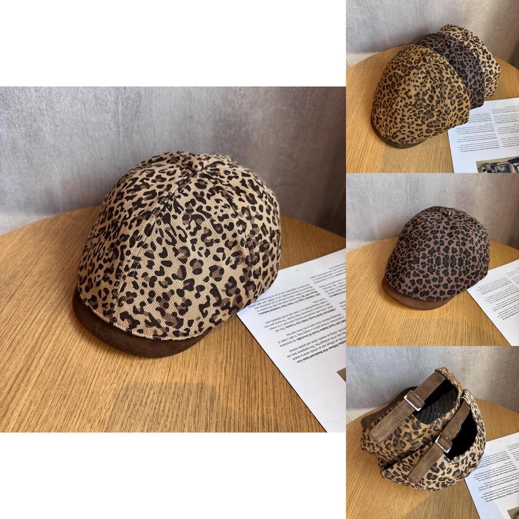 Fashionable Retro Splice Design Leopard Print Women Casual Beret For Summer Fashion Enthusiasts