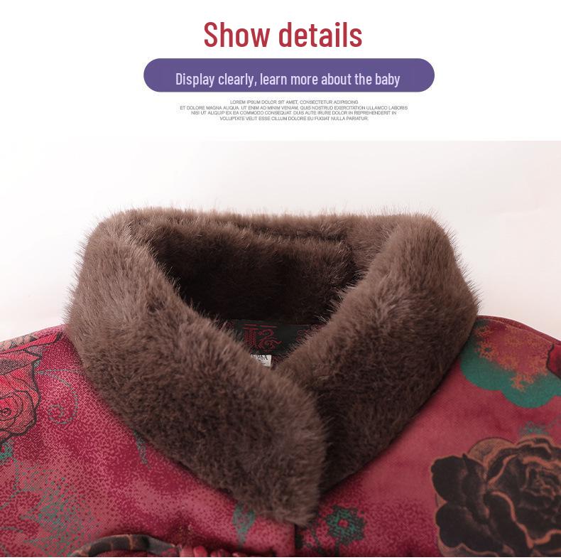 Grandma Winter New Style Chinese Tang Suit Cotton Jacket for Women with Velvet Lining
