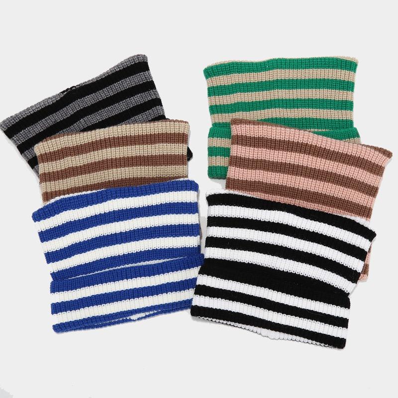 Black and White Striped Cat Ear Hat Thermal Pullover Hat Knitted Hat Fashionable Versatile Cold Hat