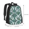 Mid Century Figure 8 Skiers In Retro Style On Teal Pattern Design Bagpack School Bags Skis Skiing Skiers Mid Century Design Mid