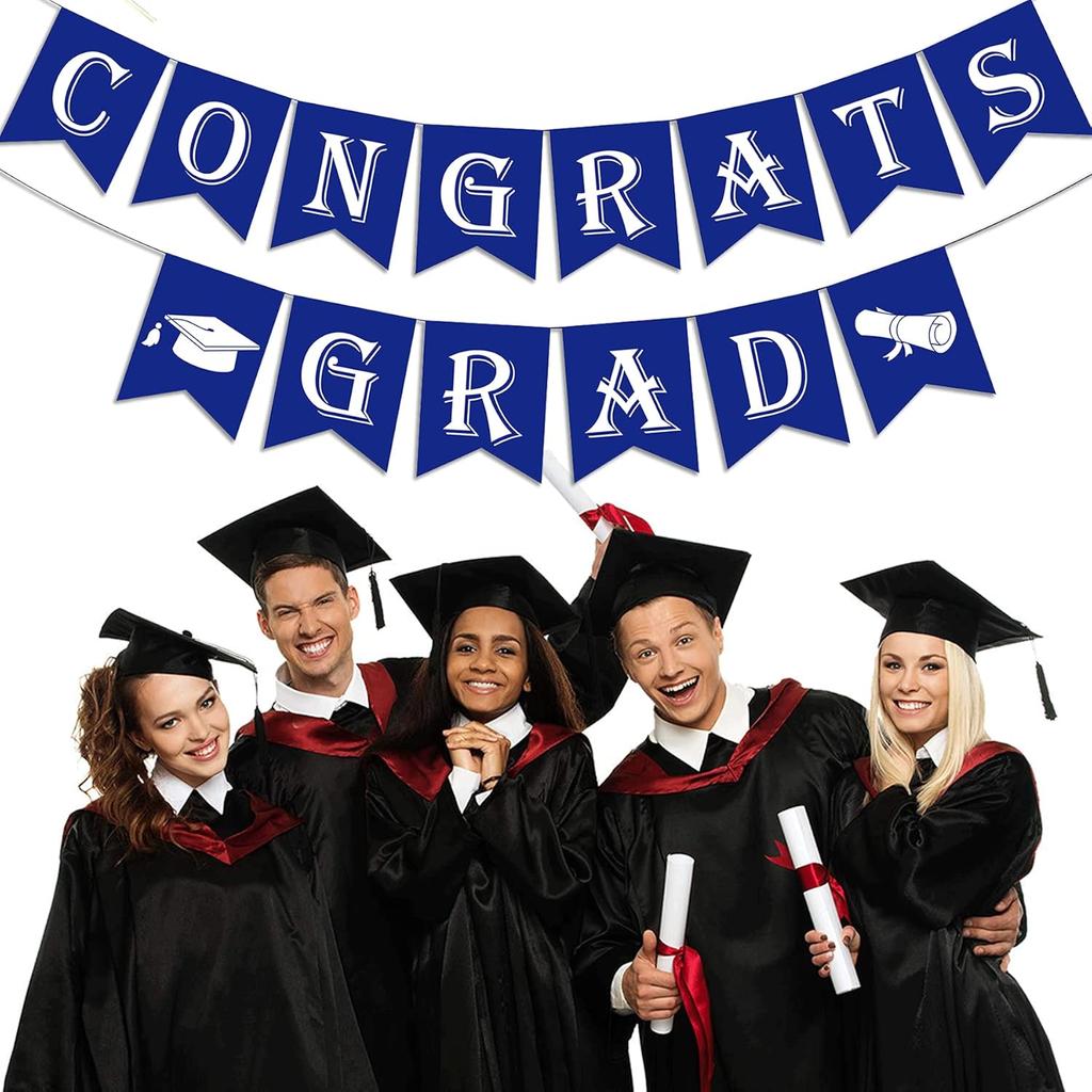 2026 Congrats Grad Banner with Graduation Cap Sign(Assembled) Class of 2026 Graduation Party Supplies Congratulation Grad Garland To Celebrate