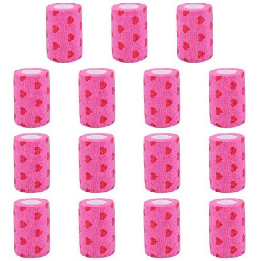 

Розово-красные сердечки, рулоны, бинты, практичные эластичные ленты для ран для домашних животных (L)