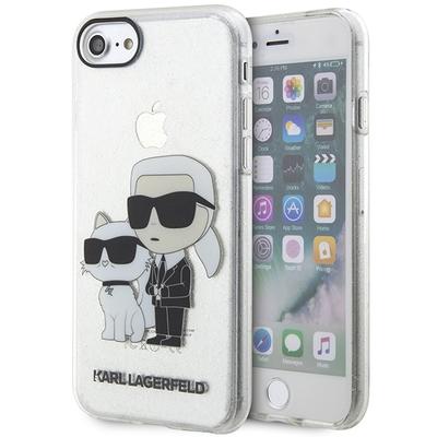 Karl Lagerfeld KLHCI8HNKCTGT iPhone 7/8/SE 2020 / SE 2022 transparentes Hartschalen-Case Glitzer Karl&Choupette
