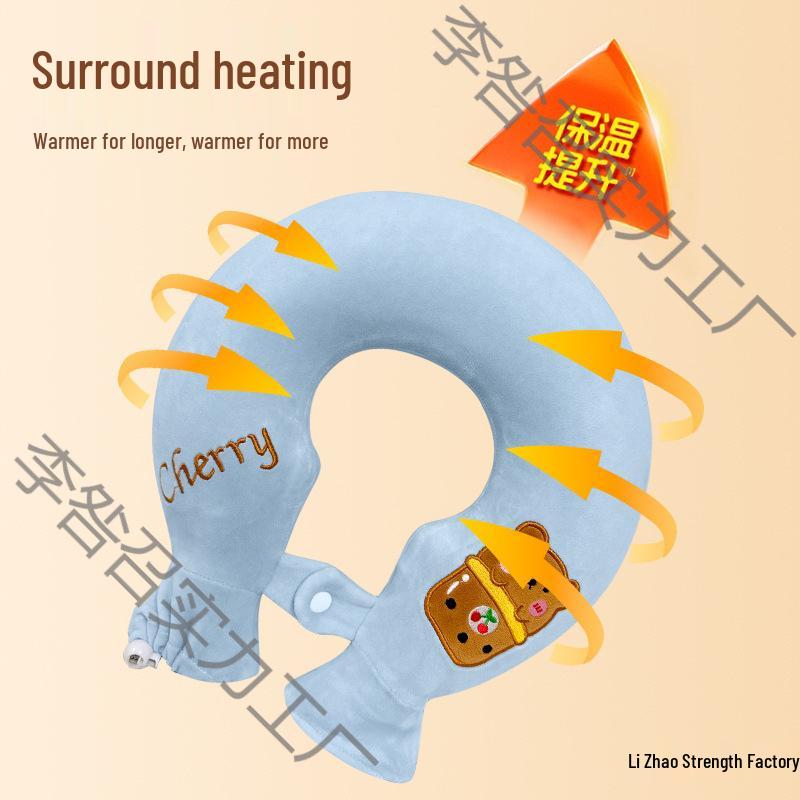 U-Shaped Neck Hot Water Bottle for Cervical Spine Relief, Plush PVC Heating Pad