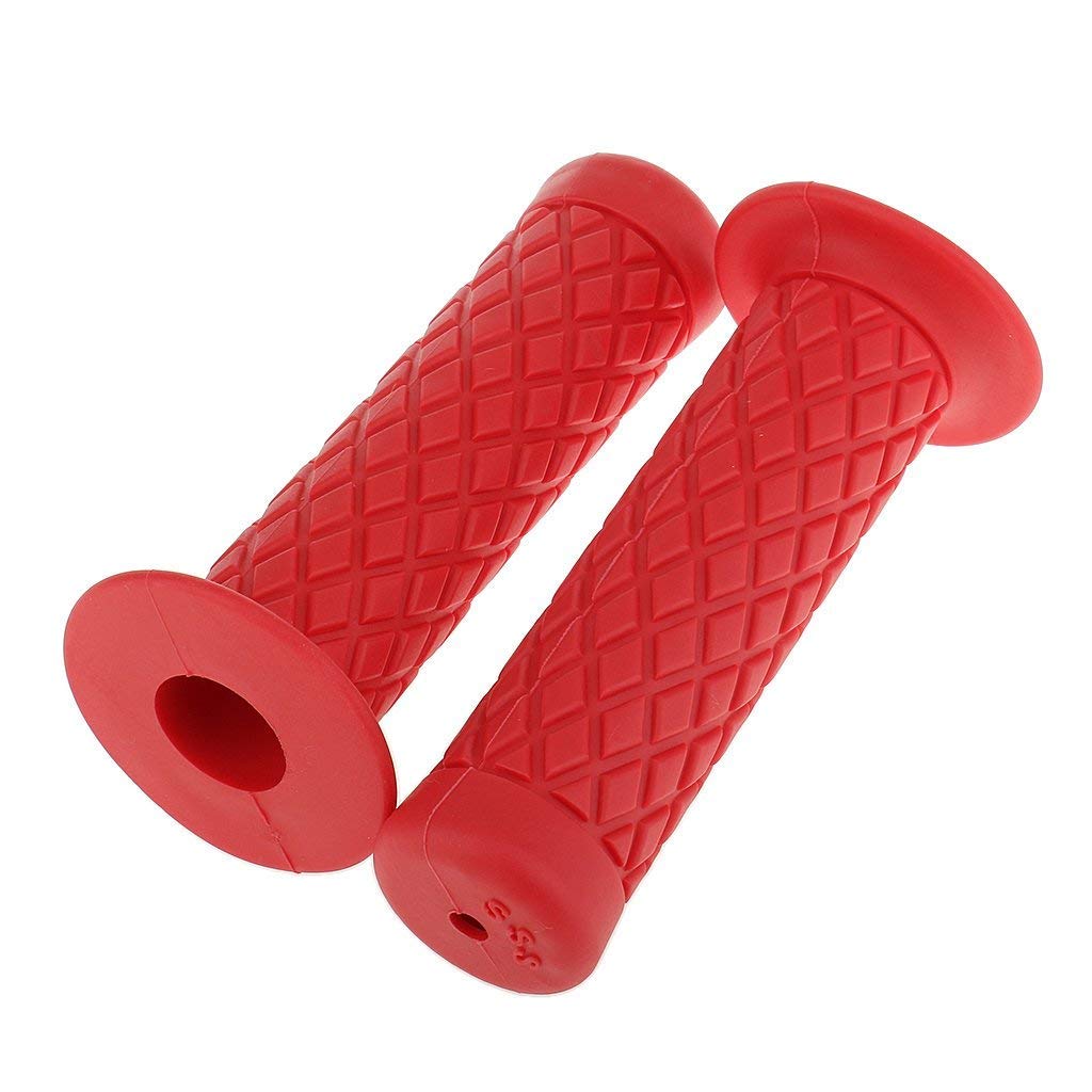 HANSWD 22mm Motorcycle Rubber Handle Grips Left and Right Set of 2 Corrosion Resistant Low Temperature (Red)