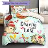Charlie und Lola Muster Bettwäsche Steppbett Set Bettbezug Kissenbezug Heimdekoration Geburtstagsgeschenk (1 Bettbezug + 2 Kissenbezüge, ohne Füllung)