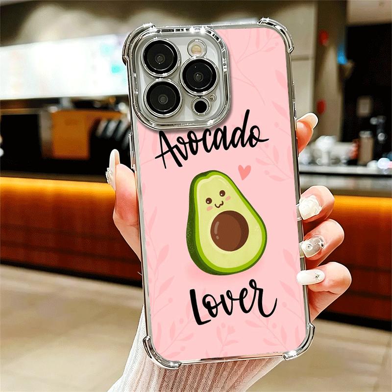Cartoon Cute Avocado Plating Phone Case For Iphone 16 17 Pro Max Air 16E 14 15 Plus 12 13 Mini Anti-Fall Airabag Cover