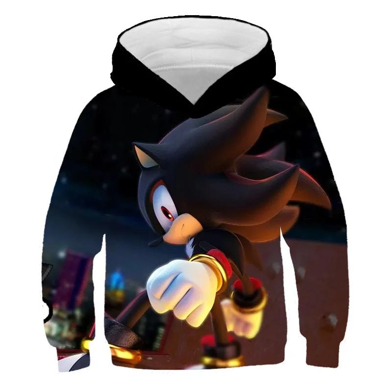 2026 Sonic 2 Ubrania Dziecięce Moda Bluza Z Kapturem Dla Dzieci Chłopcy Dziewczynki Dzieci Jesień Długi Rękaw Drukowane Bluzy Anime Fajne Koszulki
