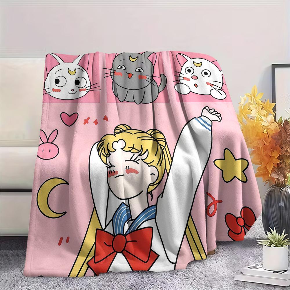 Sailor Moon Flannel Blanket, High quality Comfortable for All Seasons, Home Decor, Warmth and Comfort