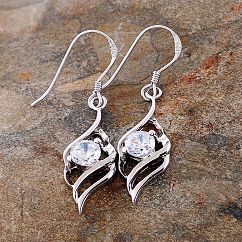 S925 Sterling Silver Angel Feather Stud Earrings - Korean Style Simple Wings, Versatile Jewelry for Christmas