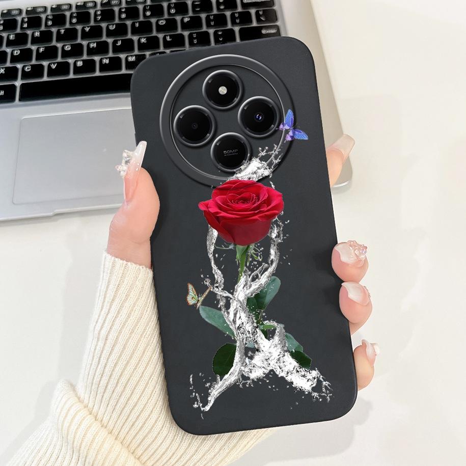 For Xiaomi Redmi 14C 4G Case Poco C75 Fashion Cherry Rose Flower Soft Silicone Cover On Redmi14C Bumper Redmi A4 A3 Pro 5G Funda