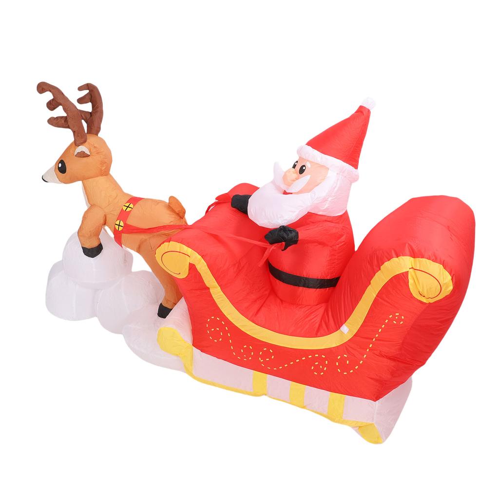 5.9ft Inflatable Decoration Santa On Sleigh Blow Up Reindeer Pulling Santa Sleigh Built in LED Lights for Party Decor