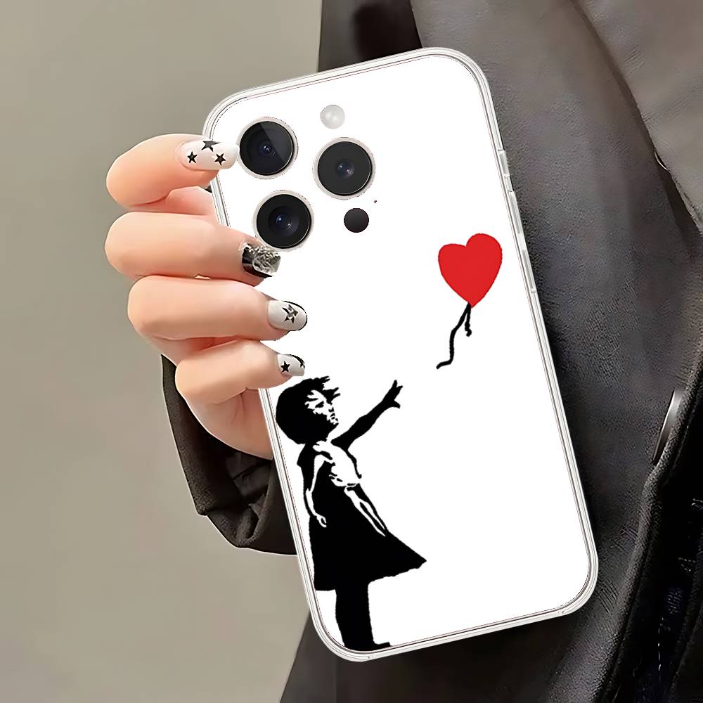 Graffiti Artist B-Banksy-S Phone Case Soft Transparent Case For IPhone 17 16 15 14 13 12 11 Pro Max Mini Plus Shockproof Cover C