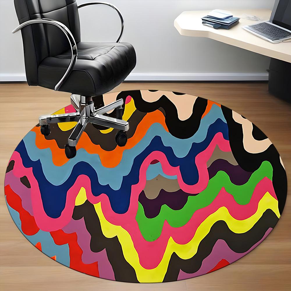1pc Colorful Abstract Chair Carpet for Office - Durable, Ideal for Chair Mats, Stylish & Functional Decorative Rug yy260130020