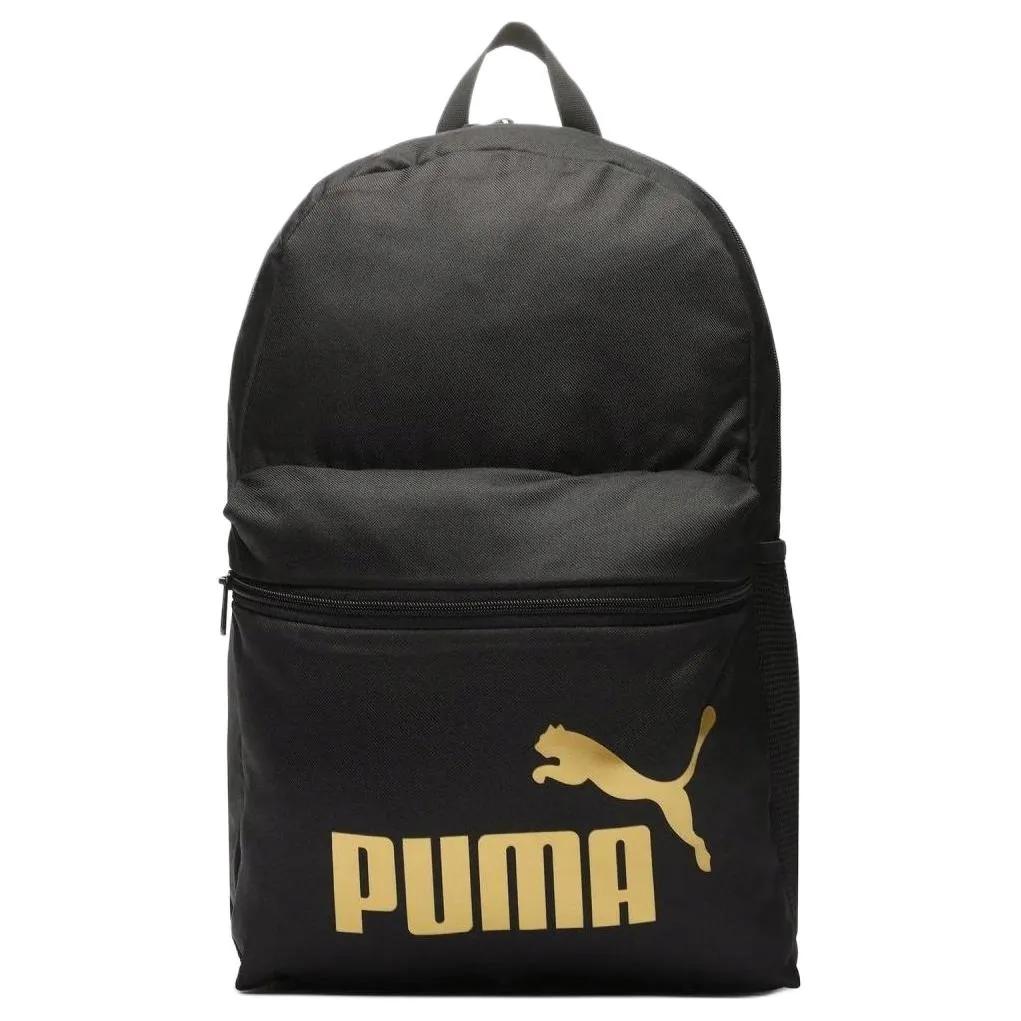 PUMA Fabric Backpack Unisex Black Gold (Unisex) Backpacks 075487 49