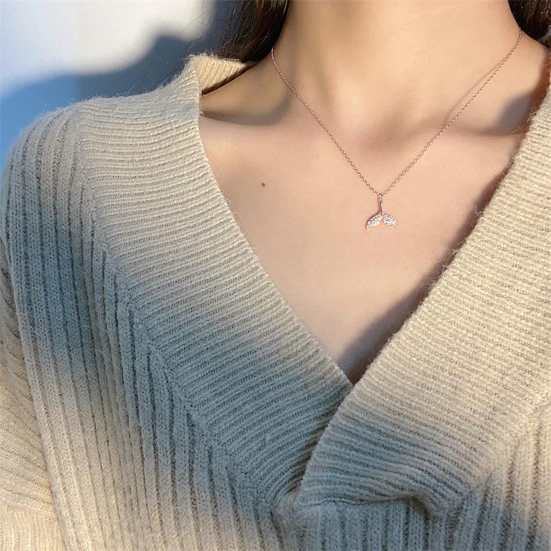 Chic Minimalist Fishtail Collarbone Chain Necklace Delicate Summer Daily Wear Pendant For Women
