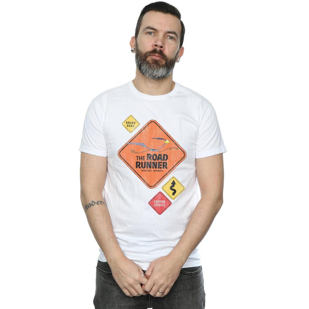 Looney Tunes Mens Road Runner Road Sign T-Shirt