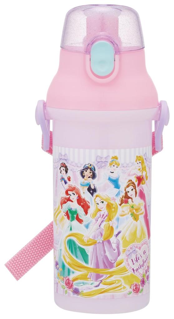 Skater Direct Drinking Water Dishwasher Made in Disney 26 Years Children's Bottle, Plastic, 480ml, One-Push Open/Close, Safe, Japan, Princess, Old,