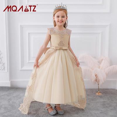 Kids' Formal Evening Dress with Train for Piano Performance or Catwalk