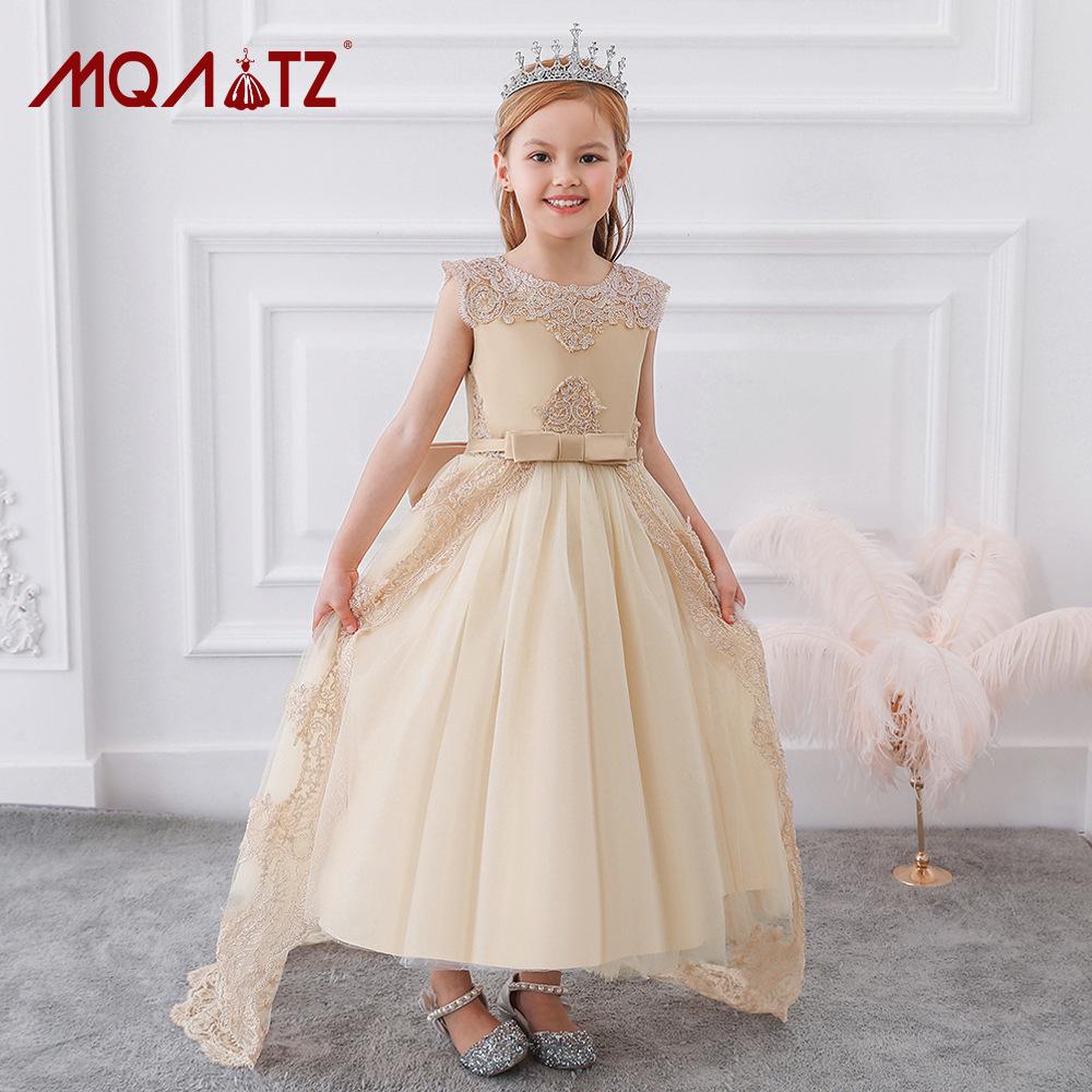 Kids' Formal Evening Dress with Train for Piano Performance or Catwalk