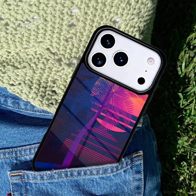 80s Retrowave Neon Palms Tree soft Phone Case Cover for IPhone 11 12 13 14 15 16e 17 Pro Max Coque for IPhone 17 Air