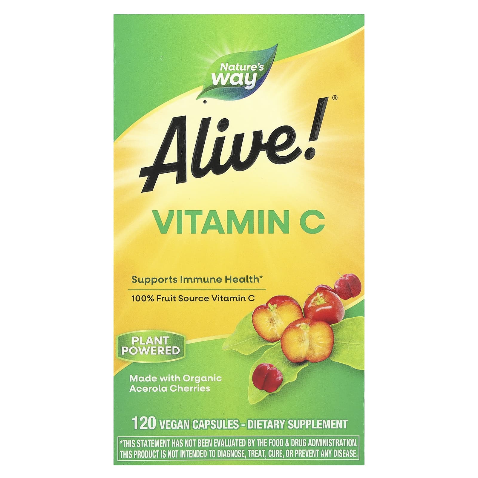

Nature S Way, Alive!®, Vitamin C, 500Mg, 120 Veggie Caps (125Mg per Capsule)