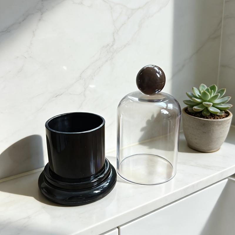 

1/2pcs Acrylic Swab&Toothpick Holder with Dustproof Dome Lid –Minimalist Nordic Organizer for Bathroom Vanity&Dresser Countertop