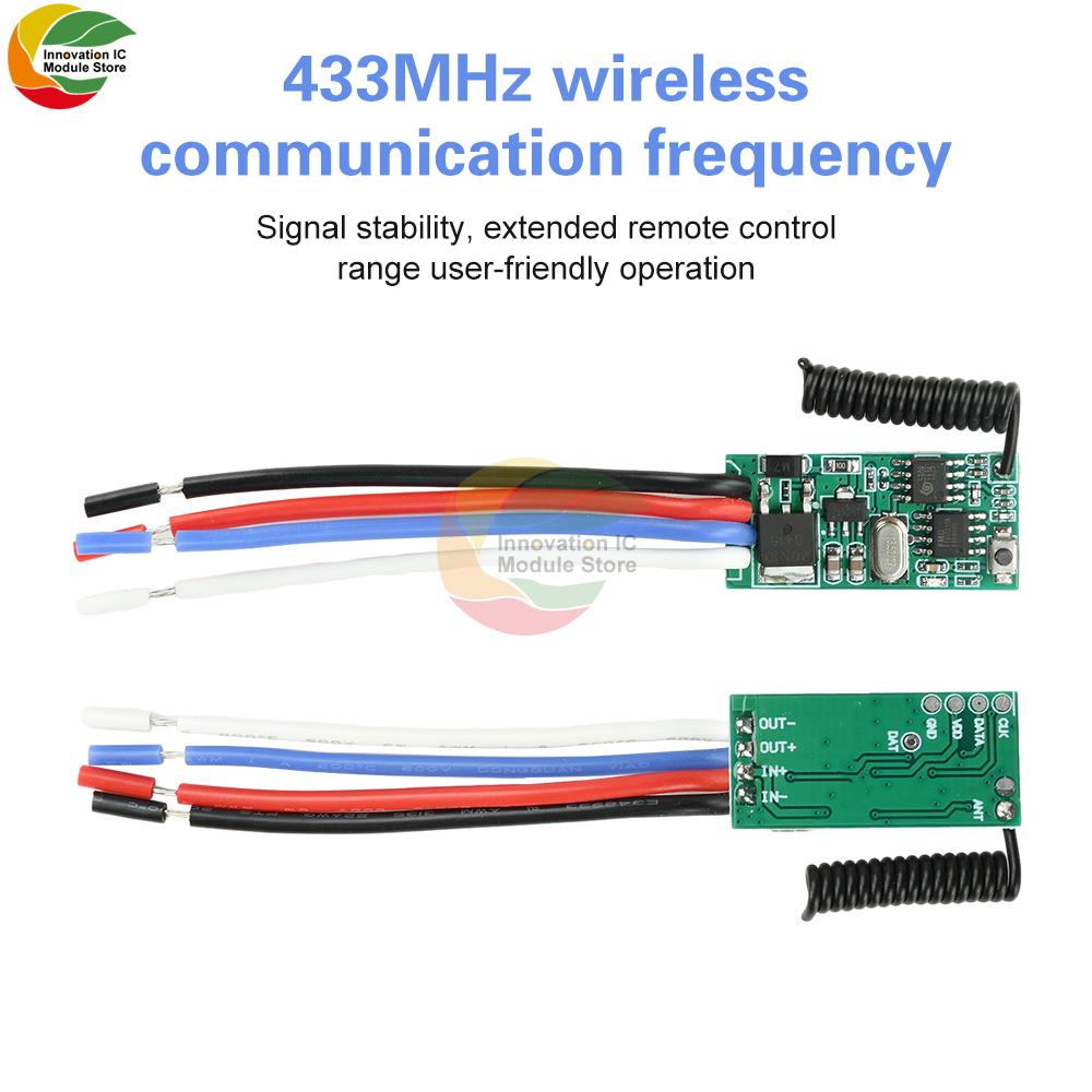 DC 3.6V-24V 2A Mini Remote Switch 12V 24V Mini Receiver LED Access Control Single-Channel Remote Switch 433MHz