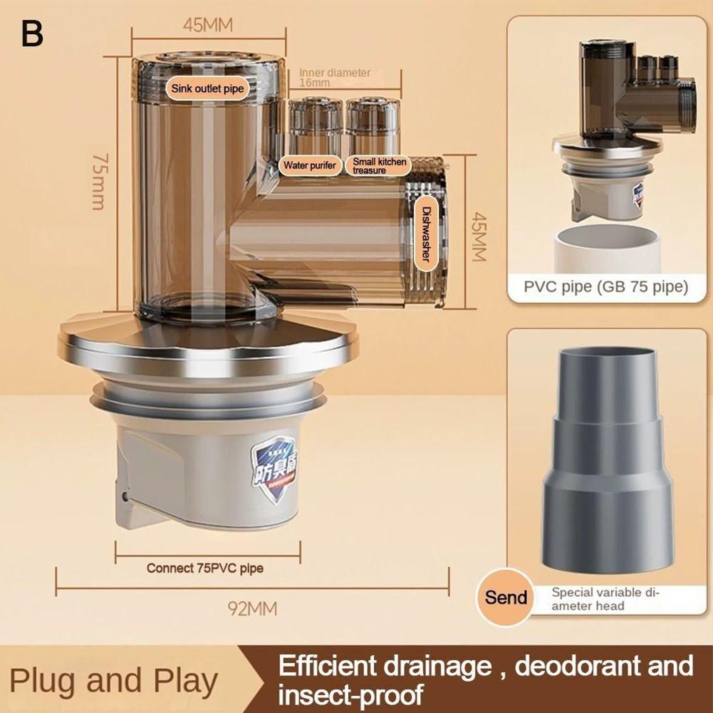 50/75mm Kitchen Sink Drain Connector Kit, Universal Drainage Pipe Installation Set For Home & Kitchen Use, Easy Plumbing