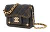 Chanel 23s Double You Diamond-Pattern Leather Chain Denim Single-Shoulder Messenger Bag Mini Women'S Black