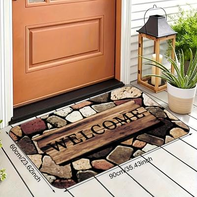 Covor de bun venit pentru intrare - Text decorativ Vestic Natural Minimalist Vintage Elegant Decor pentru intrare Decorațiune pentru casă Covor pentru casă