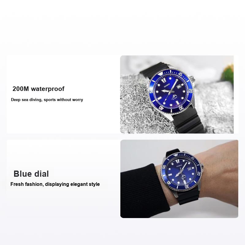 Casio Youth Series Swordfish Blue Water Ghost 200m Waterproof Sports Watch Quartz Movement Resin Strap Men watches MDV106B-2AV Single Watch,Random Watch Box