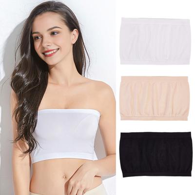Damen Unsichtbarer Tube-Top-BH, trägerlos, gepolstert, kabellos, rutschfest, Push-Up, weich, Anti-Belichtung, einfarbig, elastisch