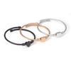 Roségoldenes Herzförmiges Titanarmband mit geflochtenem Edelstahl-Kabeldraht