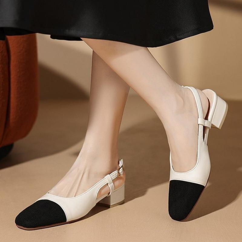 Fashion Summer Sell well Women's Sandals Elegant Medium Heel Toe Mules Comfortable Office Shoes Women's Buckle Heels gladiator Sandals