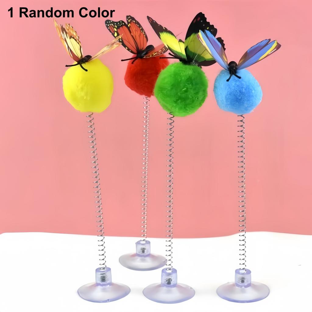 Cat Spring Ball Toys with Suction Cups and Butterfly Design, Available in Packs of Durable and Self-Entertainment Cat Toys