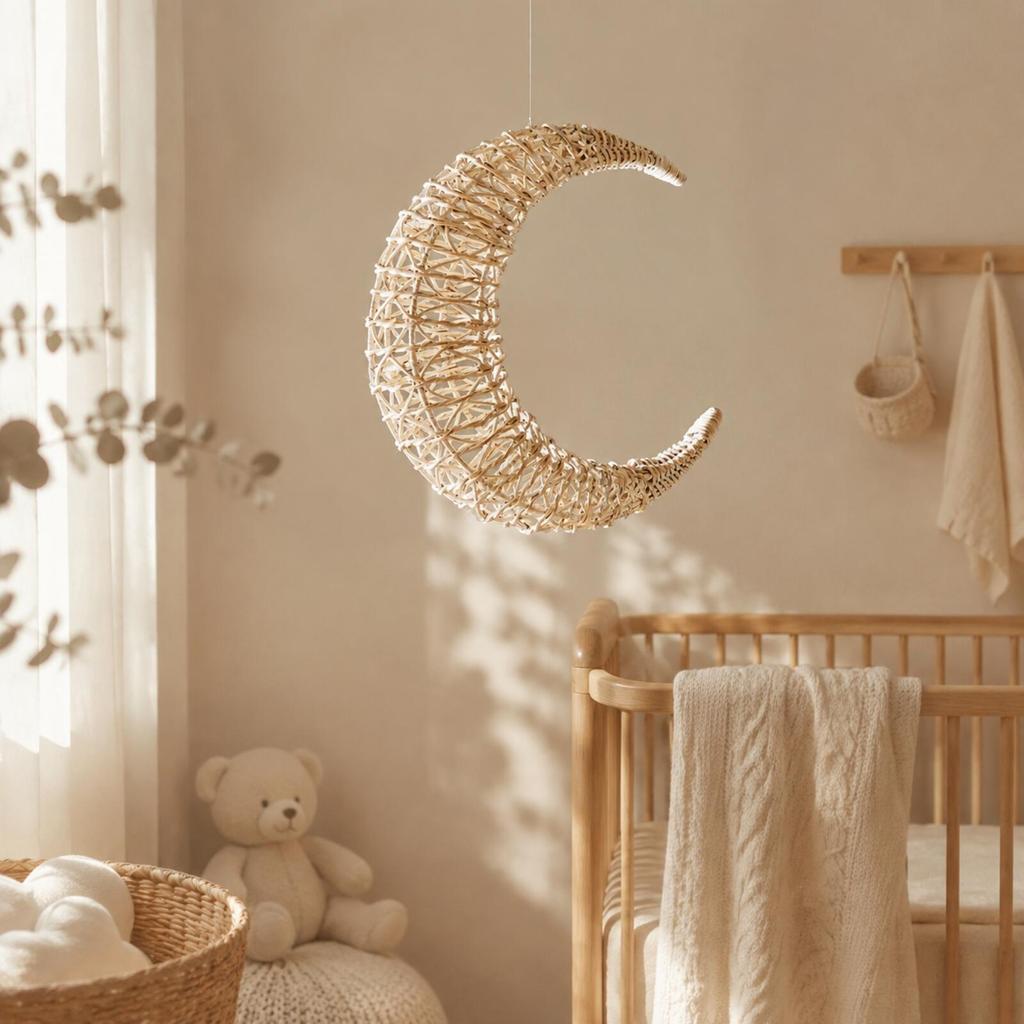 Crescent Moon Hanging Decoration Boho Wall Decor Rustic for Babies, Kids