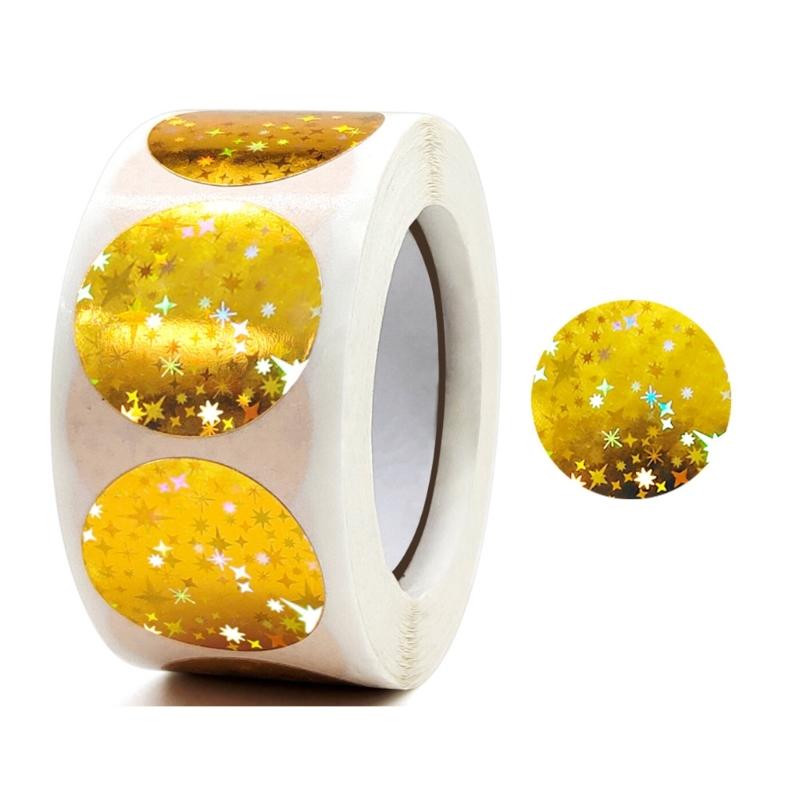 50 Pcs Round Sticker Colorful Sticker Scrapbook Sticker Reward Sticker Glittering Sticker Decorative Label Sticker