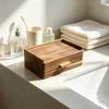 Tea Box with Drawer Compact Pouch Organizer Low-Height