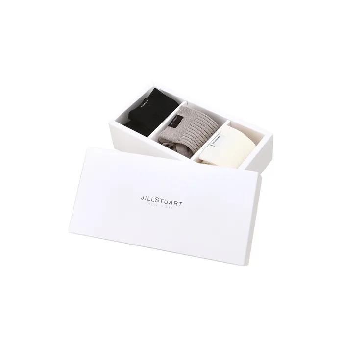 [Gift Box Packaging] Women's Logo Label Ribbed Mid-calf Socks 3-Piece Set JASS5F020I2