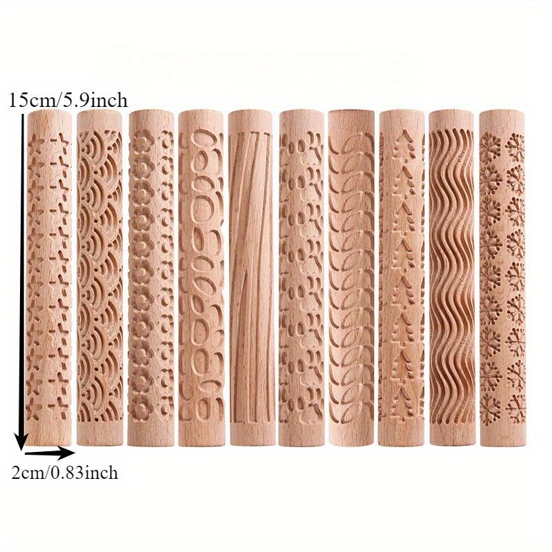 1PC Solid Wood Clay Clay Tools - Wooden Rolling Pin, Clay Press Stick, Printing Stick, Large Area Embossing Mold