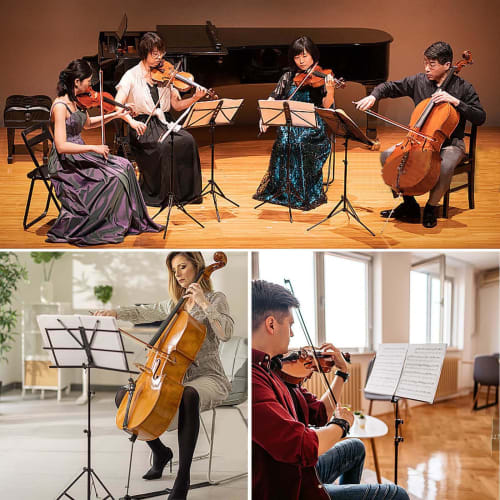 Folding Music Stand, Lightweight, Black, Metal, Tripod, Adjustable Music Stand with Clamp and Clips, Foldable Height 50-150cm, Adjustable Reading Stan