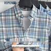 Romon Men's 100% Cotton Casual Plaid Short Sleeve Shirt